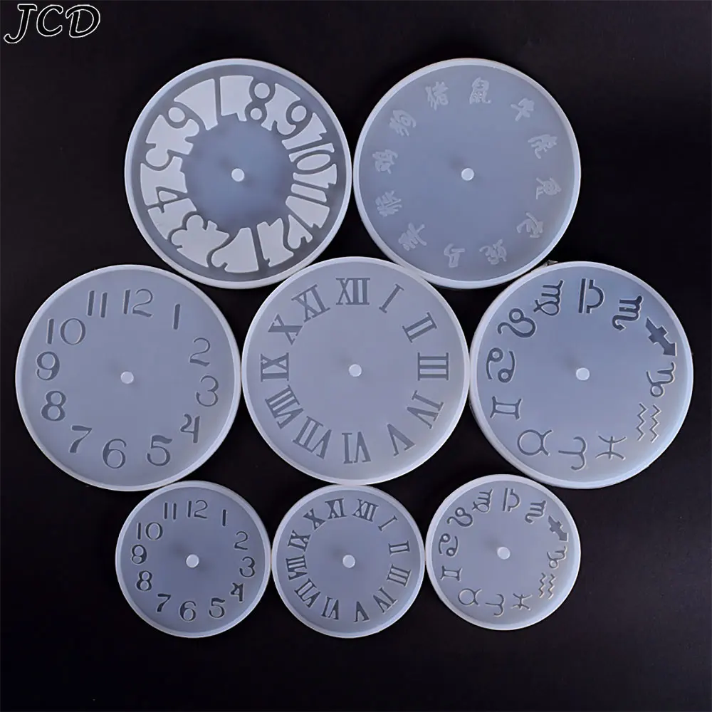 JCD Round Clock Resina Epoxy Molds Silicone Wall Decor Arabic Roman Clock Dial Room Hanging Ornaments DIY Crafts Mould