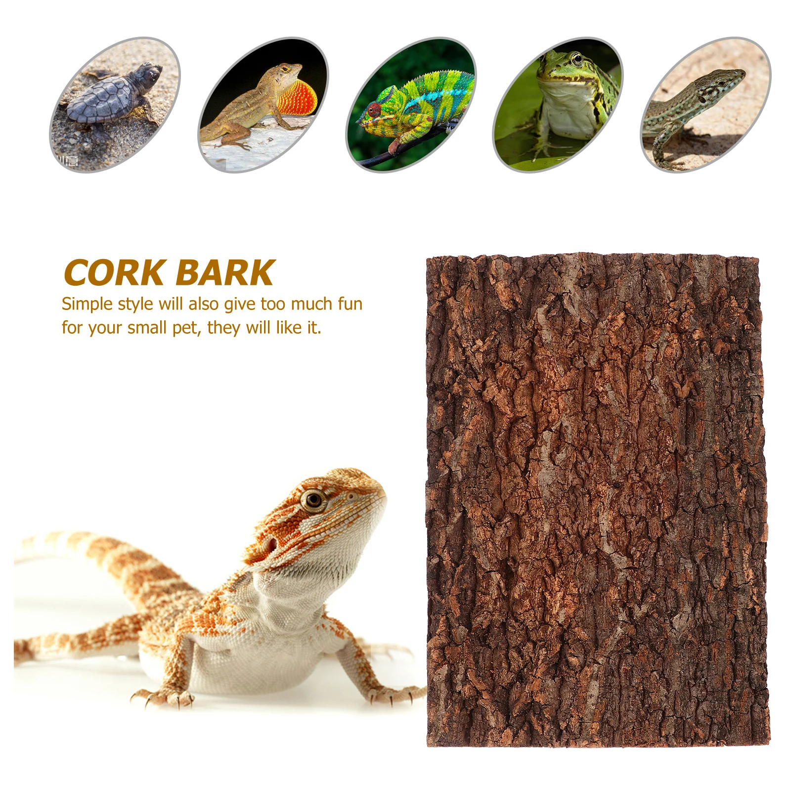 

3Pcs Reptile Tree Bark Climbing Platform Natural Cork Bark for Terrarium Decor Lizard Hamster Habitat Ornament