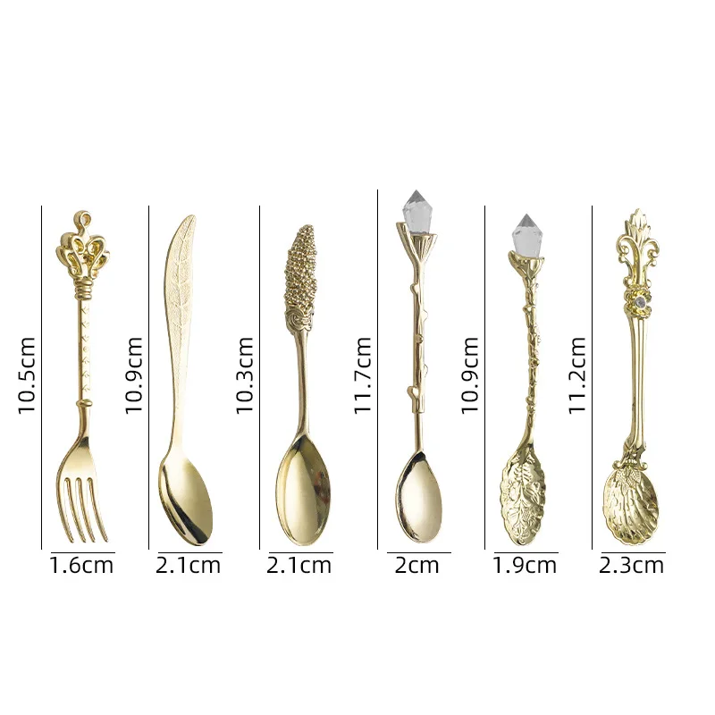 Vintage European Palace Tableware Set 6Pcs Set Fruit Cake Fork Coffee Spoon Kitchen Accessories Dining Silverware Cutlery Set Home