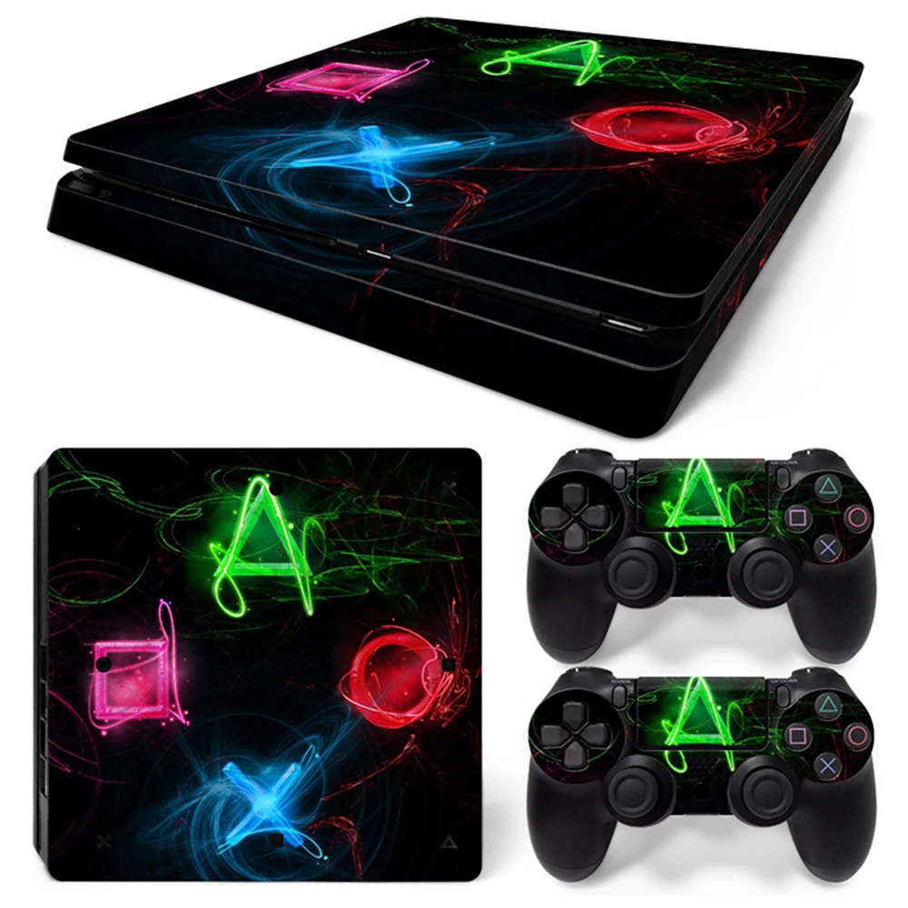 For PS4 Slim Console Skin Full Vinyl Decal Protective Sticker Cover for PS4 Slim Controller