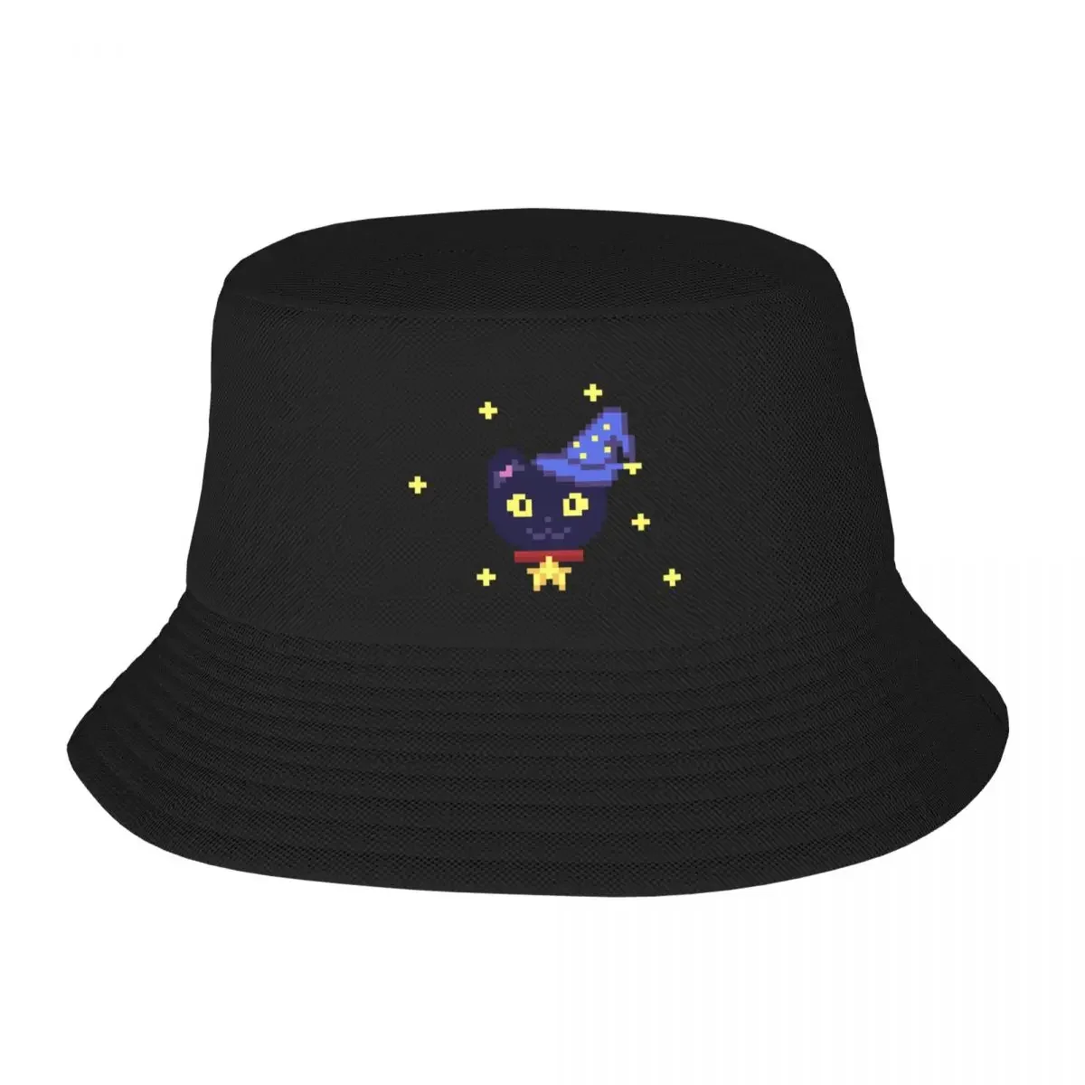 Cat Wizard Pixel Art, Pixel Art Cat Design, Cat T-Shirt Design, tee Design, Tee Bucket Hat black For Girls Men's