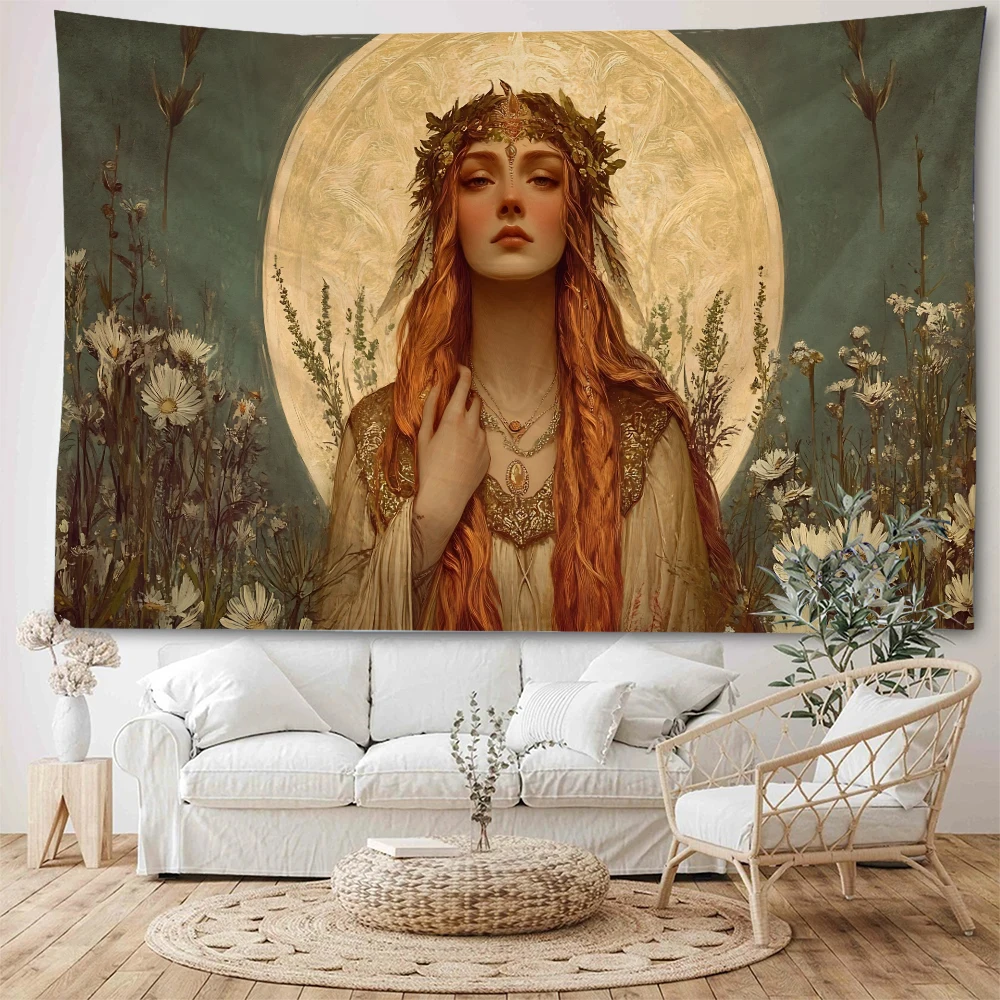 Three lucky goddesses of the European Renaissance, beautiful background decoration tapestries for young boys and girls