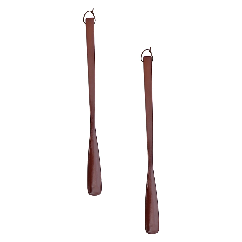 Calzadores de zapatos Extra largos de madera roja, ligeros, duraderos, cómodos, levantadores de zapatos para personas mayores, embarazadas, fáciles de almacenar y llevar, 2 uds.