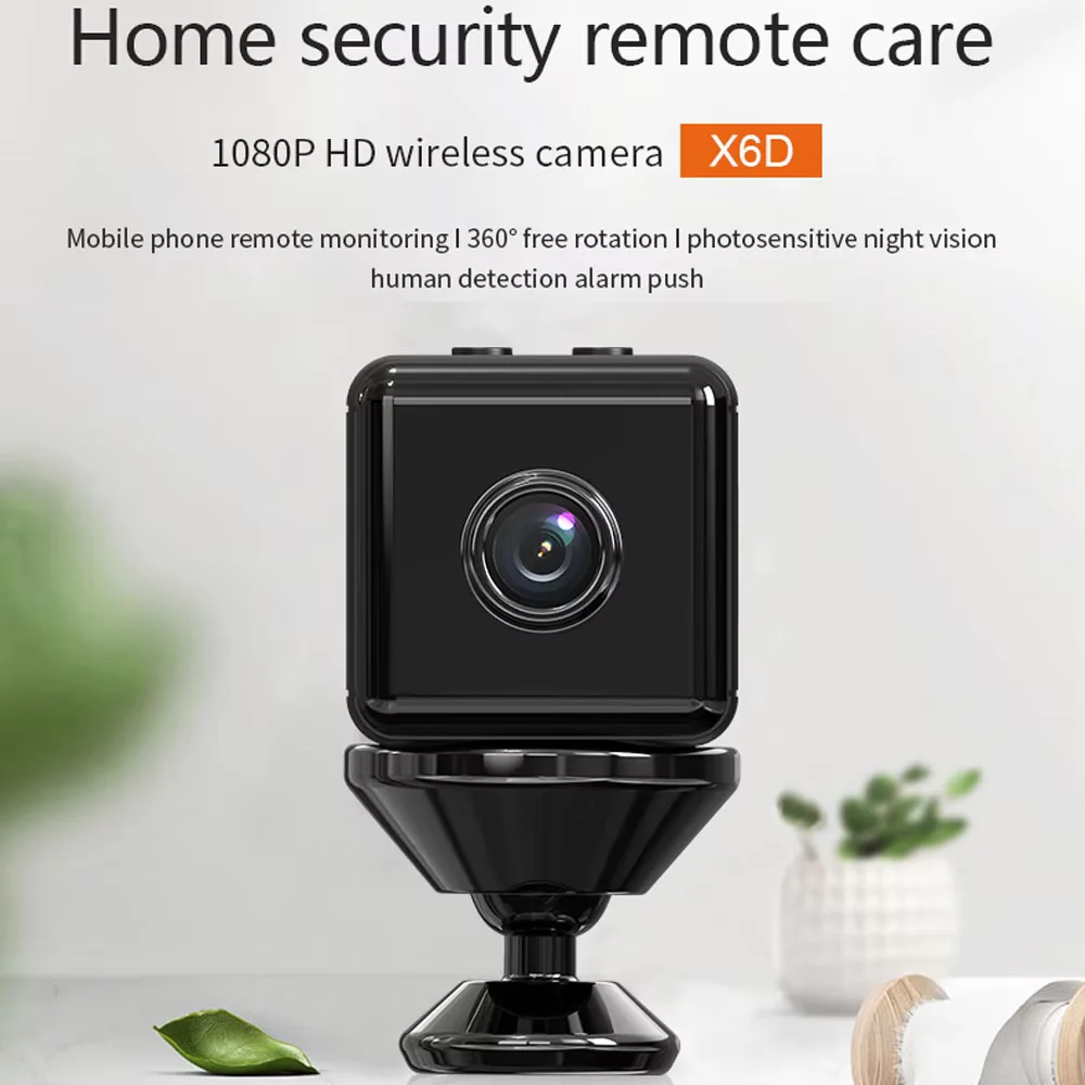 X6D Small Square HD Camera 2.4Ghz Wifi Home Security System Equipment Intelligent Infrared Night Vision Monitor Camera
