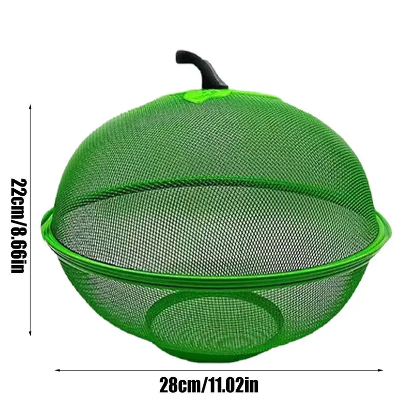 Mesh Fruit Basket With Lid Portable Drain Basket Metal Wire Fruit Bowl Large Capacity Vegetables Fruit Holder Kitchen Gadgets