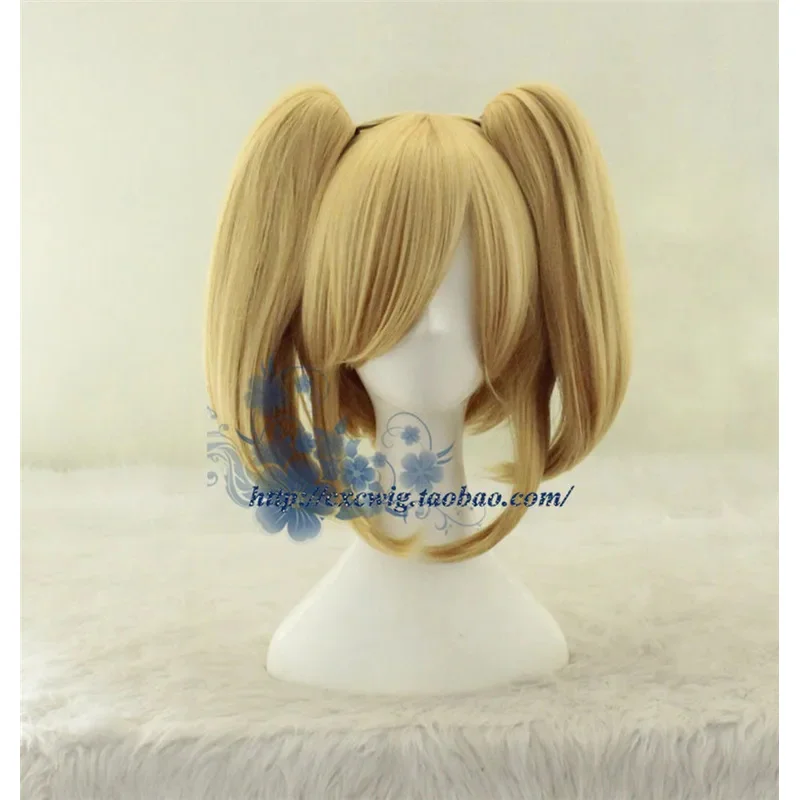 Anime Vampire Knight Cosplay Touya Rima Wig Double Bun Ponytail Cute Yellow Heat Resistant Synthetic Hair Wigs  Free Wig Cap