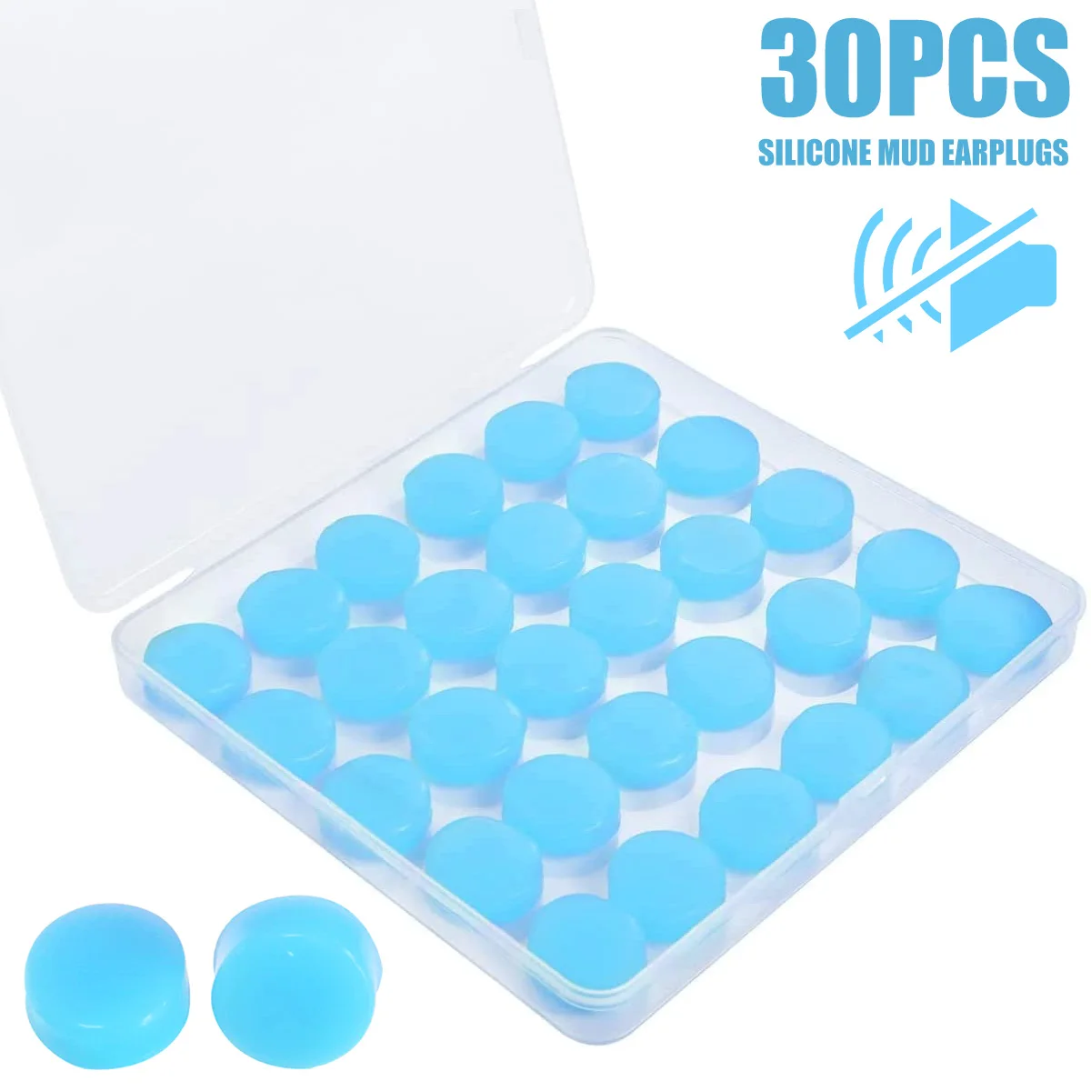 30pcs Reusable Silicone Ear Plugs Noise Reduction Flexible Earplug for Sleeping Swimming Traveling Comfortable Fit Adult Earplug