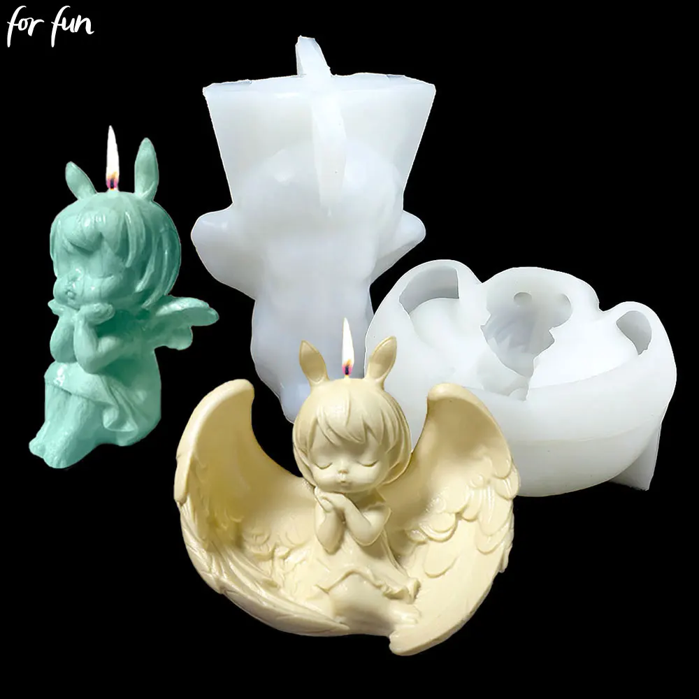 For Fun Winged Angel Silicone Candle Molds DIY Princess Anne Handmade Soap Plaster Ice Cube Baking Mold Party Gift Making Mold