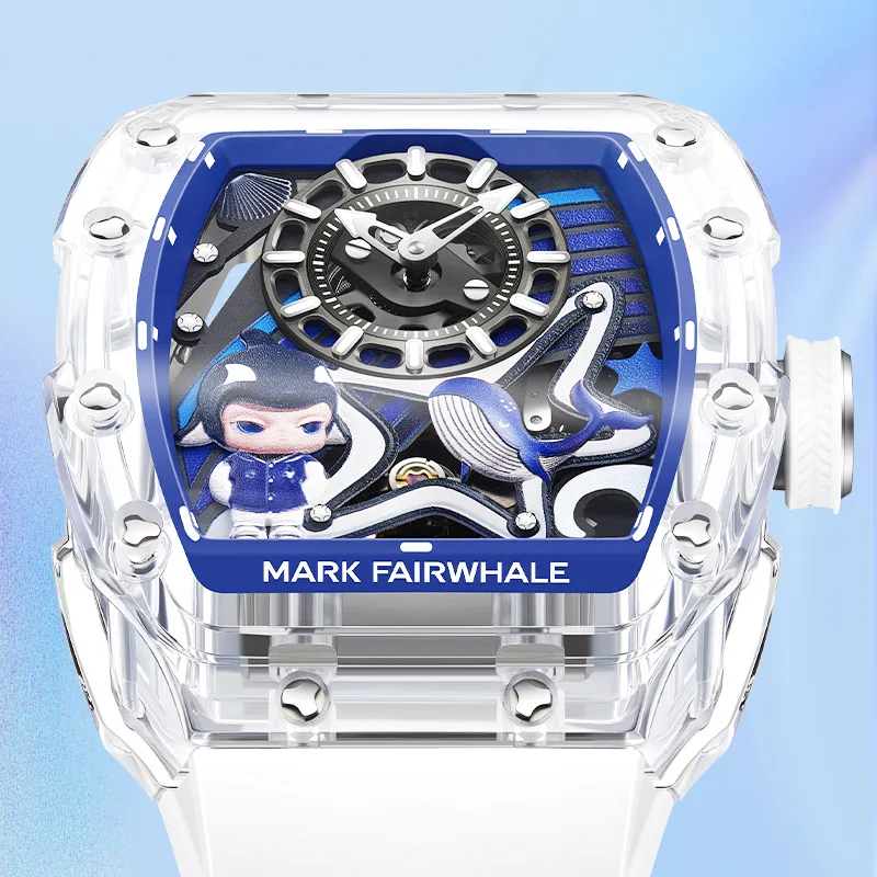 

Mark Fairwhale Brand 2025 New Men's Automatic Tourbillon Watch Rubber Strap Sport Waterproof Luminous Mechanical Watches For Men