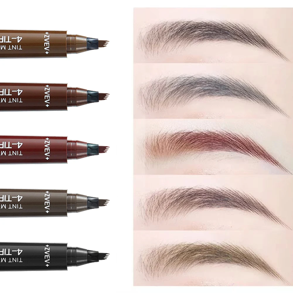 Caneta de sobrancelha microblading 4d, 4 garfos, ponta, lápis de tatuagem de sobrancelha, longa duração, esboço fino, líquido, m