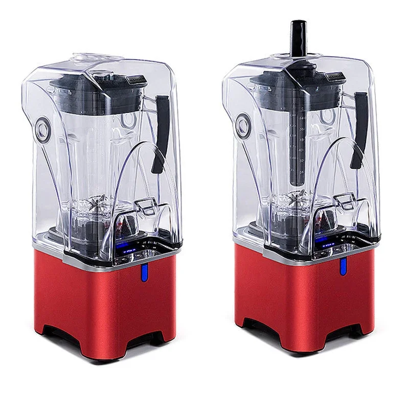 Q9 كسارة الجليد آلة عصير مع غطاء عازل للصوت 2L الحليب التجاري الشاي متجر عصير الفاكهة سحق الجليد الضغط