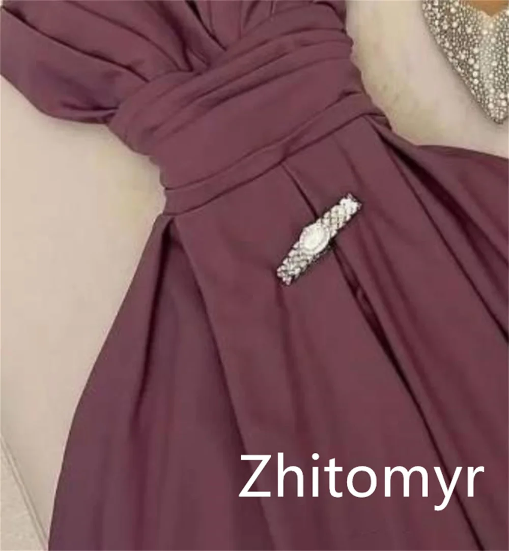 Ball Simple Sexy Spaghetti Strap A-line Cocktail Dresses Shirred Skirts Satin Prom فساتين سهرة فخمه 2023 مناسبة حسب ال