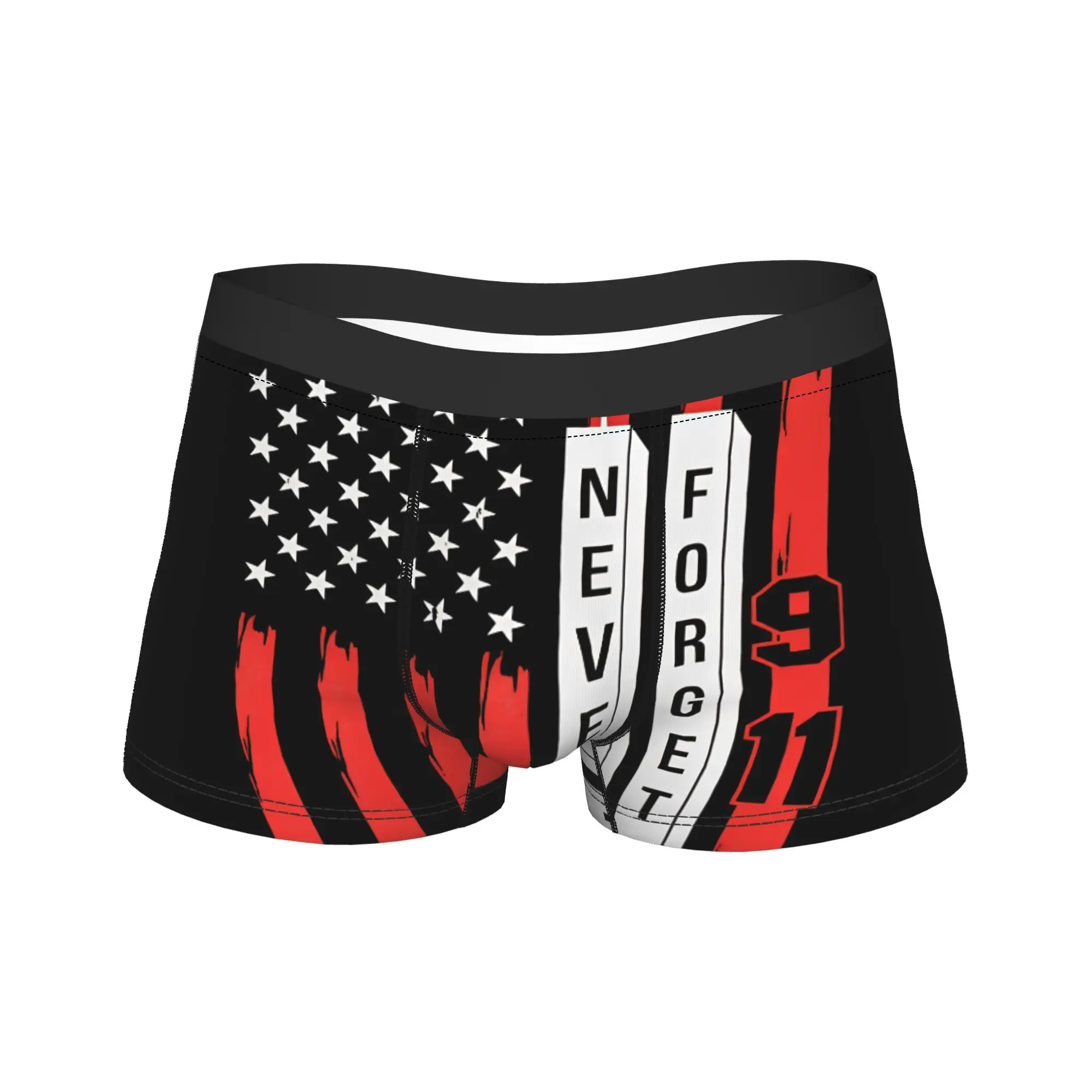 Brush Stroke Flag Vertical Never Forget 911 Art Underwear Men Underpants Customs Breathable Trunk Boxer Brief Plus Size 2XL