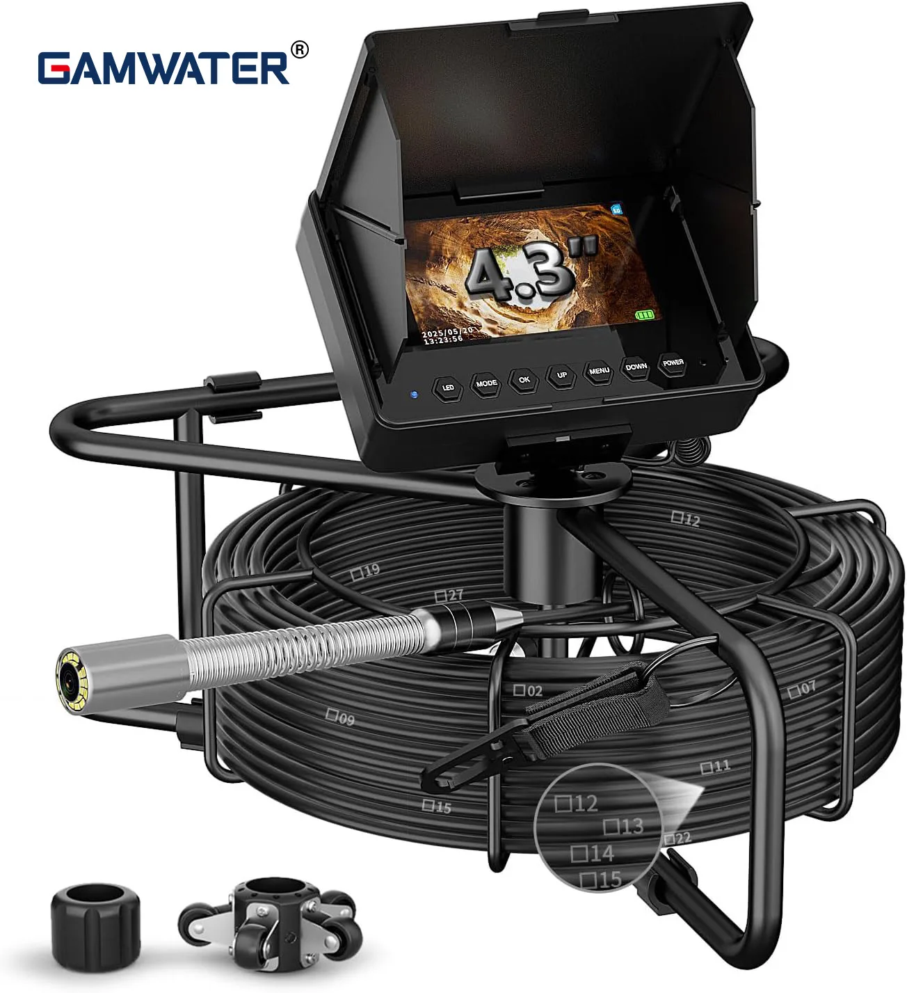 Sewer Camera 100FT/30M, Endoscope Camera with 12 LEDs, 4.3