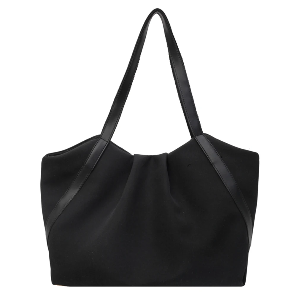 

Women Work Tote Handbag Large Capacity Canvas Shopping Handheld Bag Contrast Color Simple Shoulder Bag Daily Bag for Female