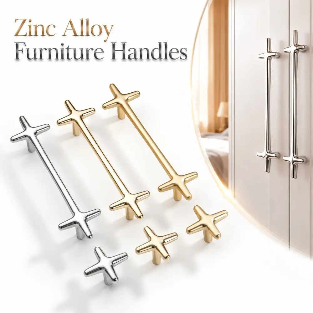 French Cream Style Hardware Cabinet Handles Zinc Alloy Light Luxury Wardrobe Door Handles Modern Minimalist 128mm