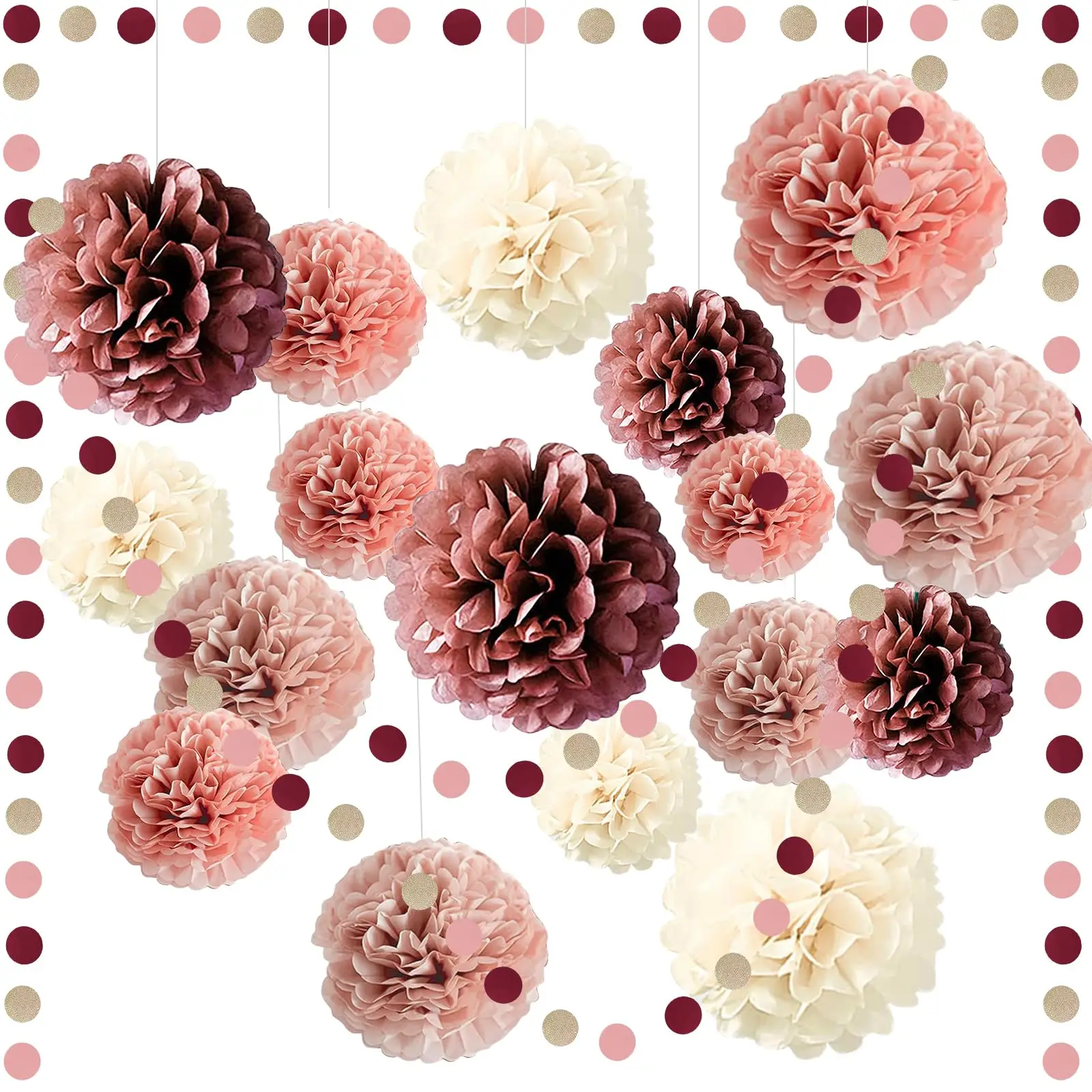 

15 PCS Paper Tissue Pom Poms Flower Balls Drawing Wedding Festival Party Decoration DIY Home Birthday Decor Craft Accessrices