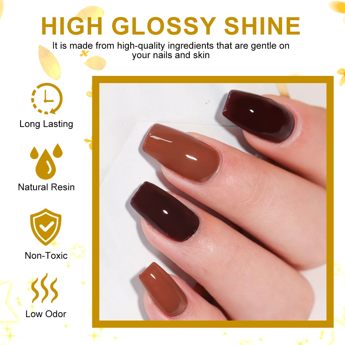 Nail Gel Polish Kit 9PCS 8ML Glitter Soak Off UV LED Gel & Top Coat Base Coat for Beginner Manicure Art DIY Salon/Home Supplies