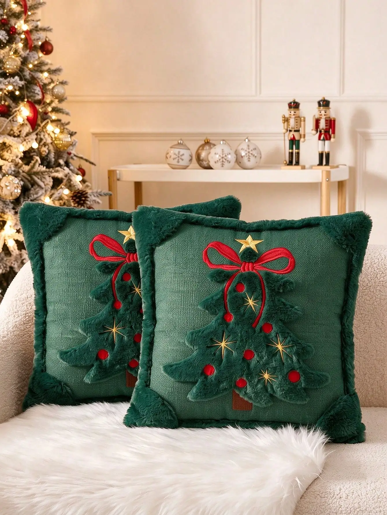 Pillow Insert 18X18 - 1/2 Pcs 3D Jacquard Christmas Tree