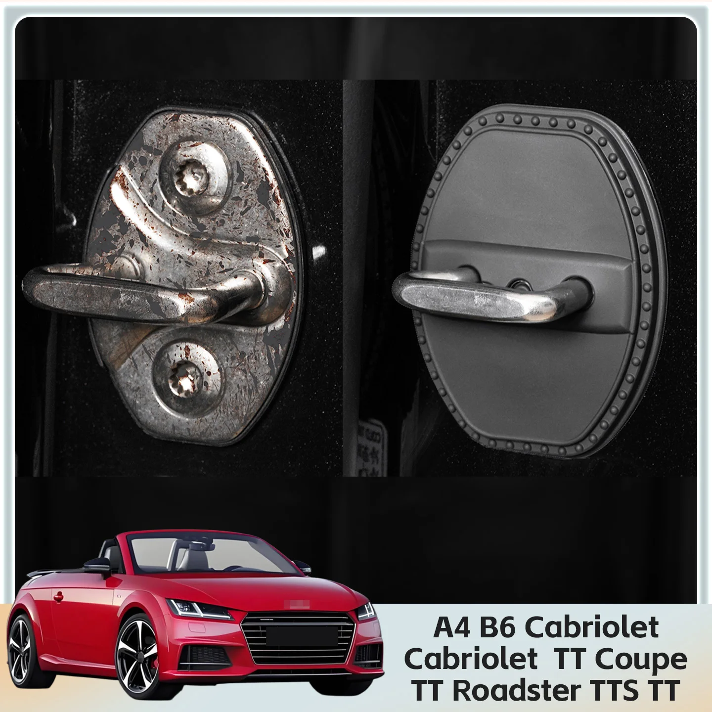 

2/4Pcs Silicone Car Door Lock Cover Protective Decoration Case For Audi Cabriolet A4 B6 Cabriolet TT Coupe TT Roadster TTS TT