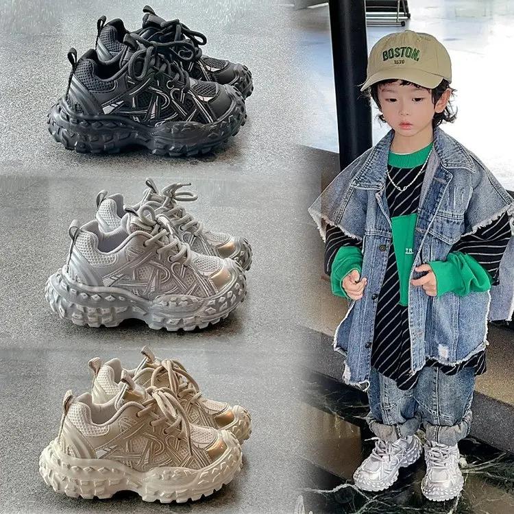 

Children's Spring Mesh Breathable Sneakers Girls Soft-soled Boy Casual Dad Shoes Fashionable and Trendy Tire Soled Teenage Shoes