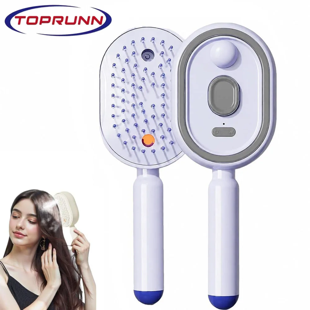 

Electric Spray Air Cushions Massage Comb 3 in 1 Self Cleaning Steam Essential Oil Brush Rechargeable Spray Scalp Massager Combs