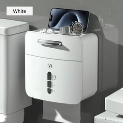 Vilscijon Bathroom Tissue Box Bathroom Toilet Punch-Free Toilet Roll Toilet Paper Multi-Functional Storage Box