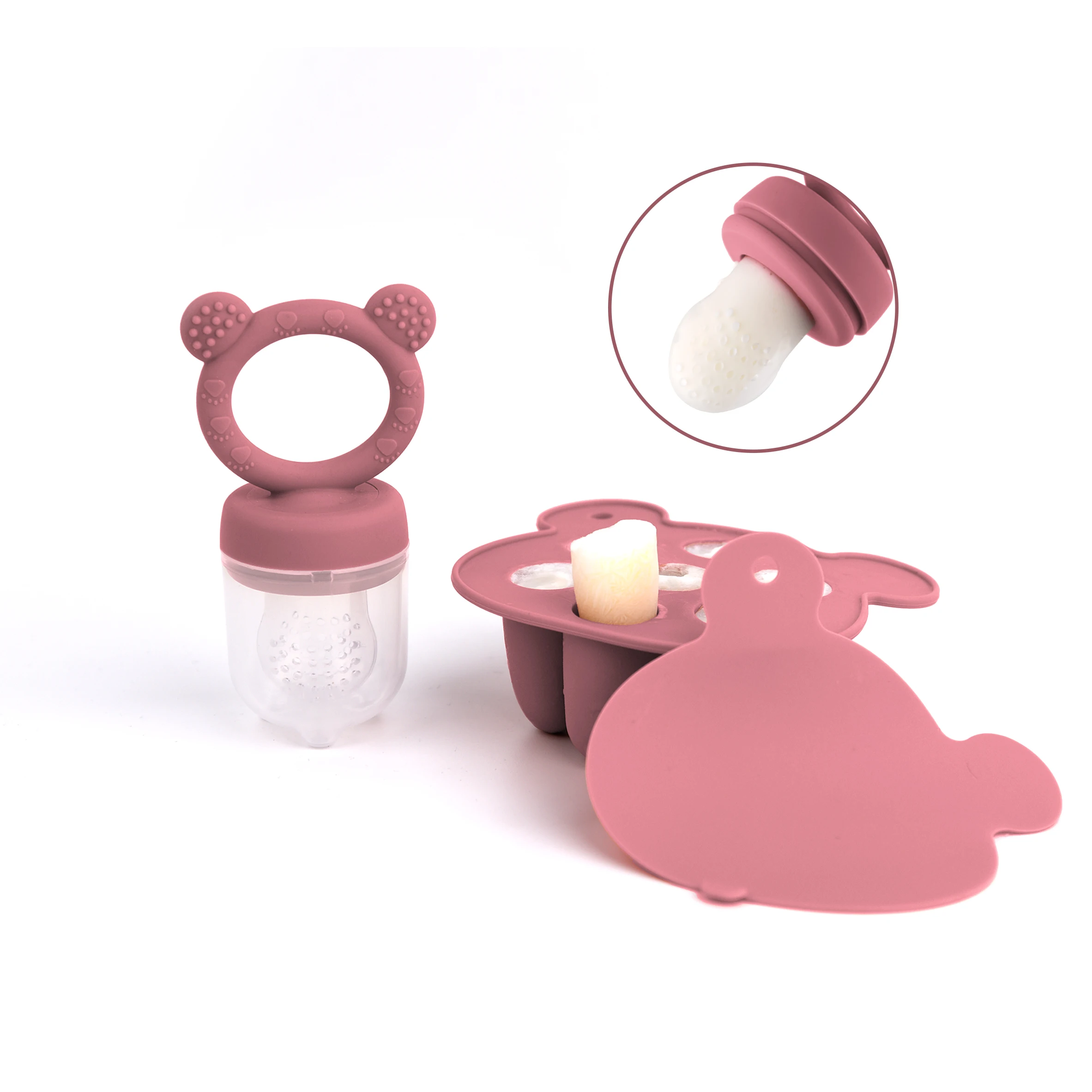 Latest Animal Design Bear Set Fruit Feeder Breast Milk Freezer Tray Food Soup Silicone Freezer Tray Silicone Popsicle Mold