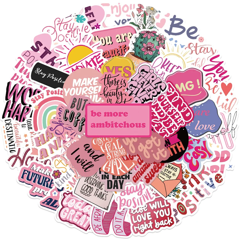 10/50PCS Kawaii Pink motivational Stickers Cute Graffiti Sticker Scrapbook Luggage Laptop Guitar Bike Skateboard Decals