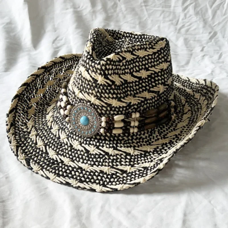 

Этнические соломенные шляпы для женщин и мужчин, универсальная ручная работа в уличном стиле, ковбойская пляжная шляпа в стиле вестерн, летняя зимняя солнцезащитная шляпа