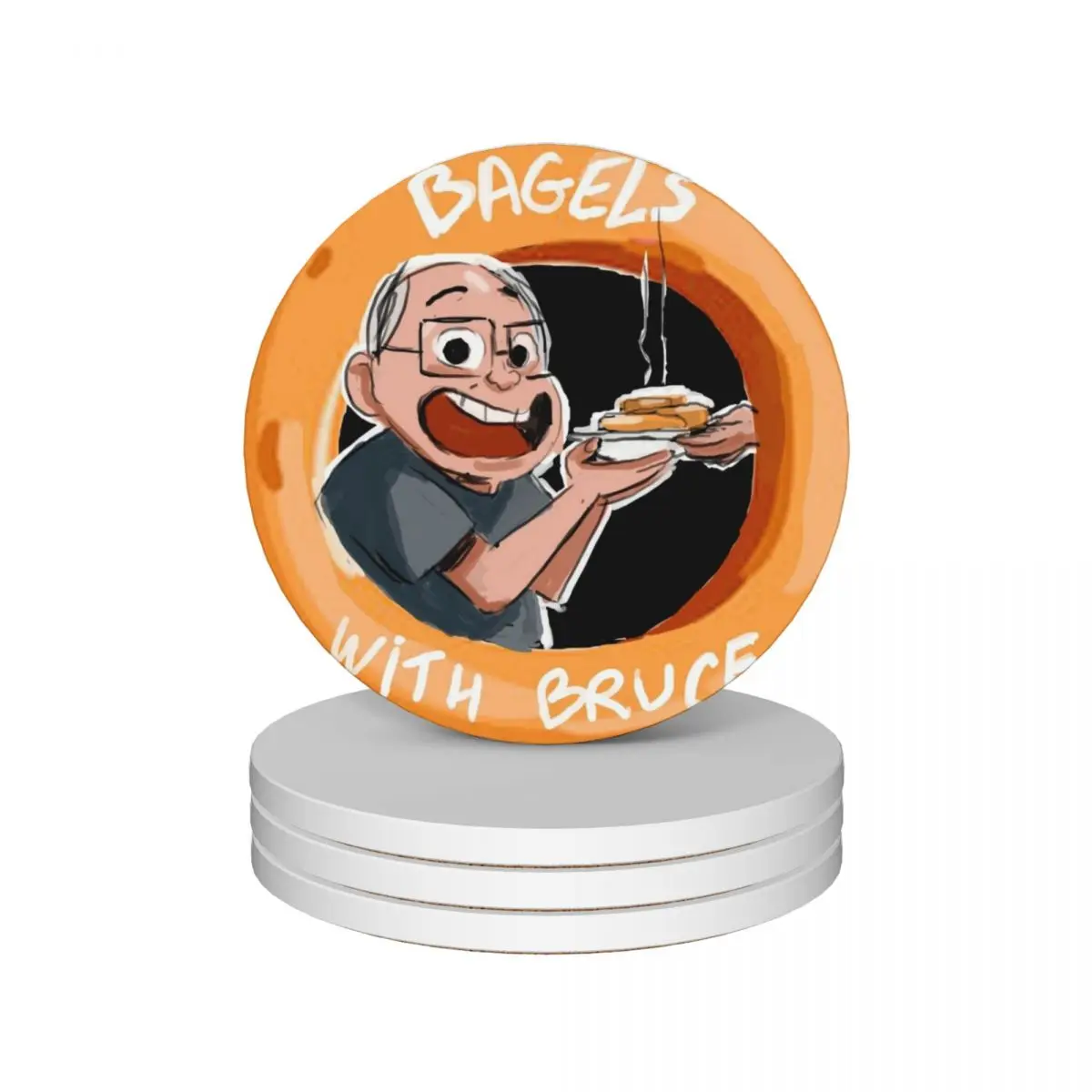 

Bagels With Bruce Ceramic Coasters (Set of 4) Cup for tea drink set table decoration and accessories Coasters