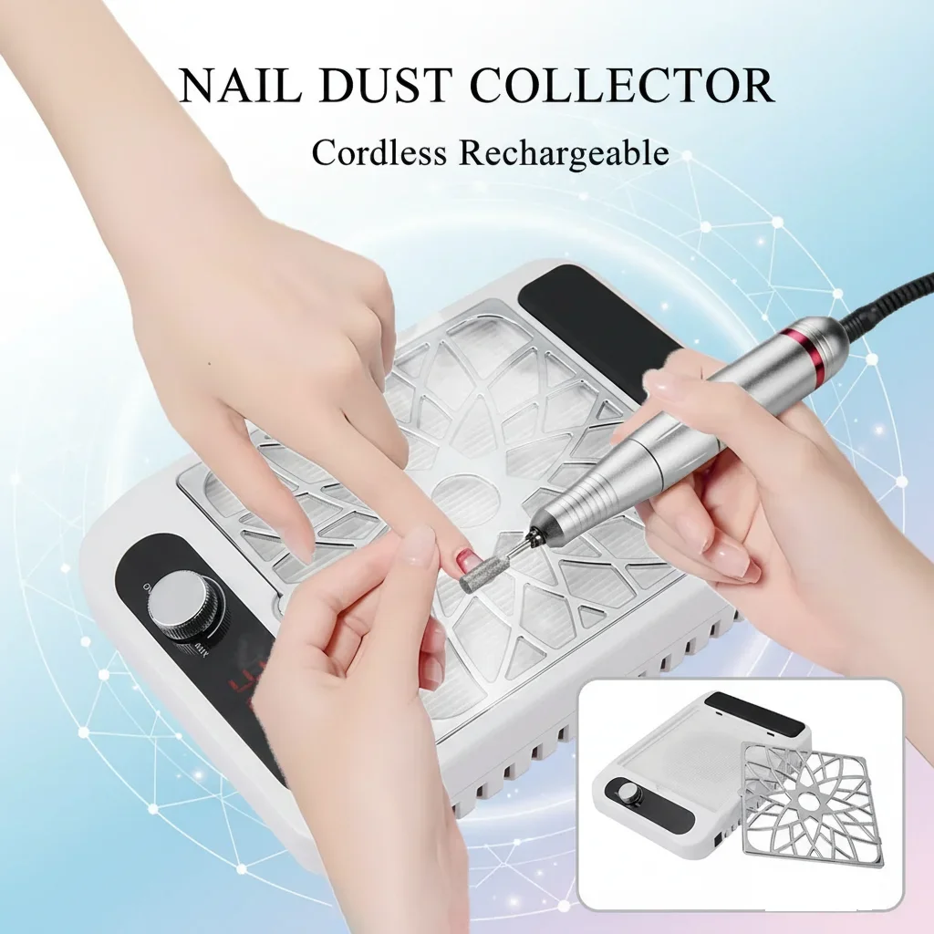 

Nail Dust Vacuum Extractor Adjustable Speed Professional Nail Art Dust Collector Machine with Reusable Filter Powerful Suction