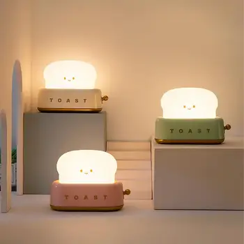 Luz Nocturna bonita para tostadas, lámpara LED regulable para tostadora de noche, recargable y con temporizador, ajuste de luz nocturna para guardería