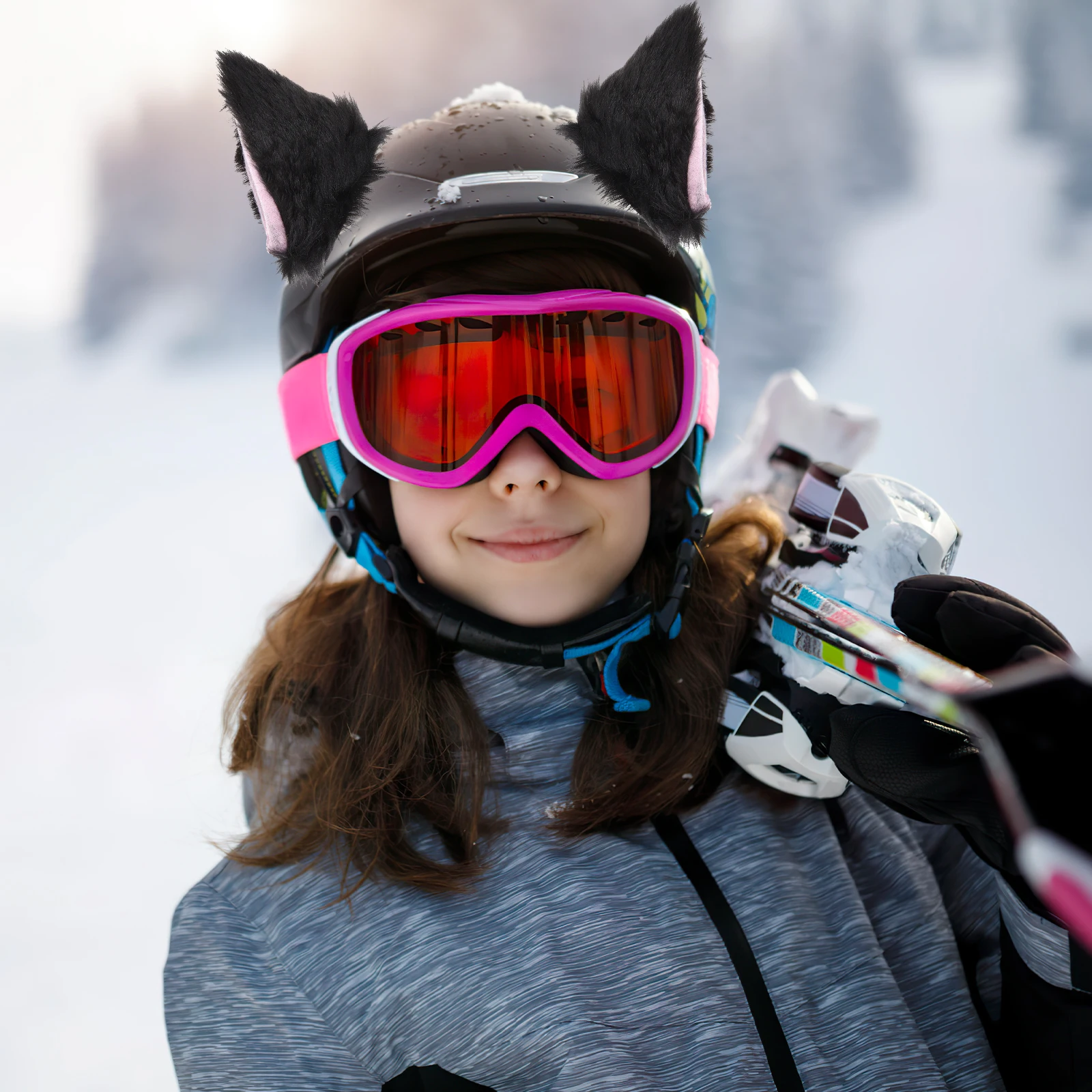

Cat Ears Decoration Accessories Lightweight Durable Furry Motorcycle Helmets nament Bright Colors Playful Texture