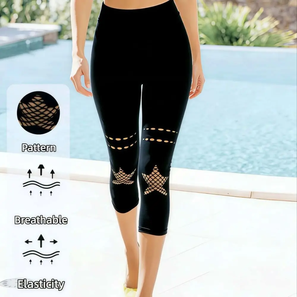 New Hollow Out Women's Mesh Leggings Breathable Openwork Mesh Yoga Pants High Waist Stretchy Casual Leggings Women Wear view 2