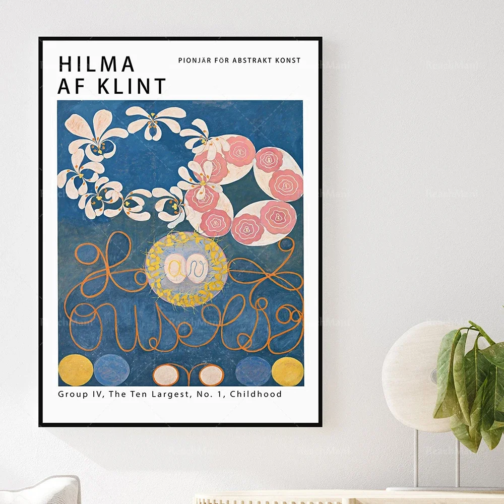 Hilma Af Clint exhibition poster abstract art, vintage prints, Matisse, Klimt, gift ideas, wall decoration