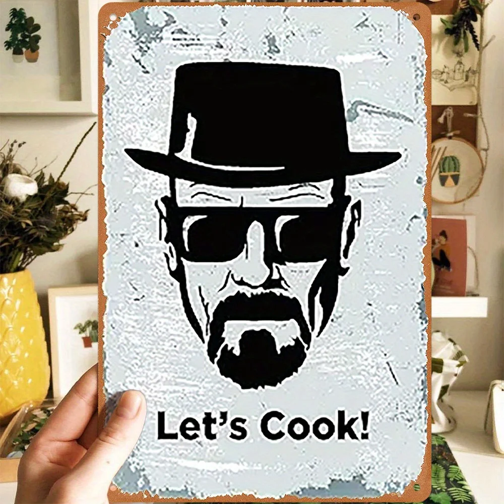 Vintage Heisenberg "Let's Cook!" Aluminum Sign - Waterproof & Weatherproof Black Retro Poster for Ho...