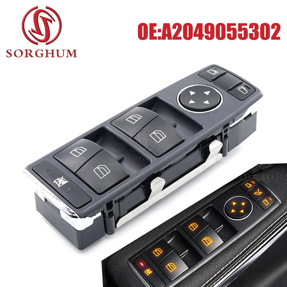 SORGHUM A2049055302 Front Left Window Control Switch For Mercedes W204 W212 C E Class S212 C250 C300 C350 C63 E350 E550 E250