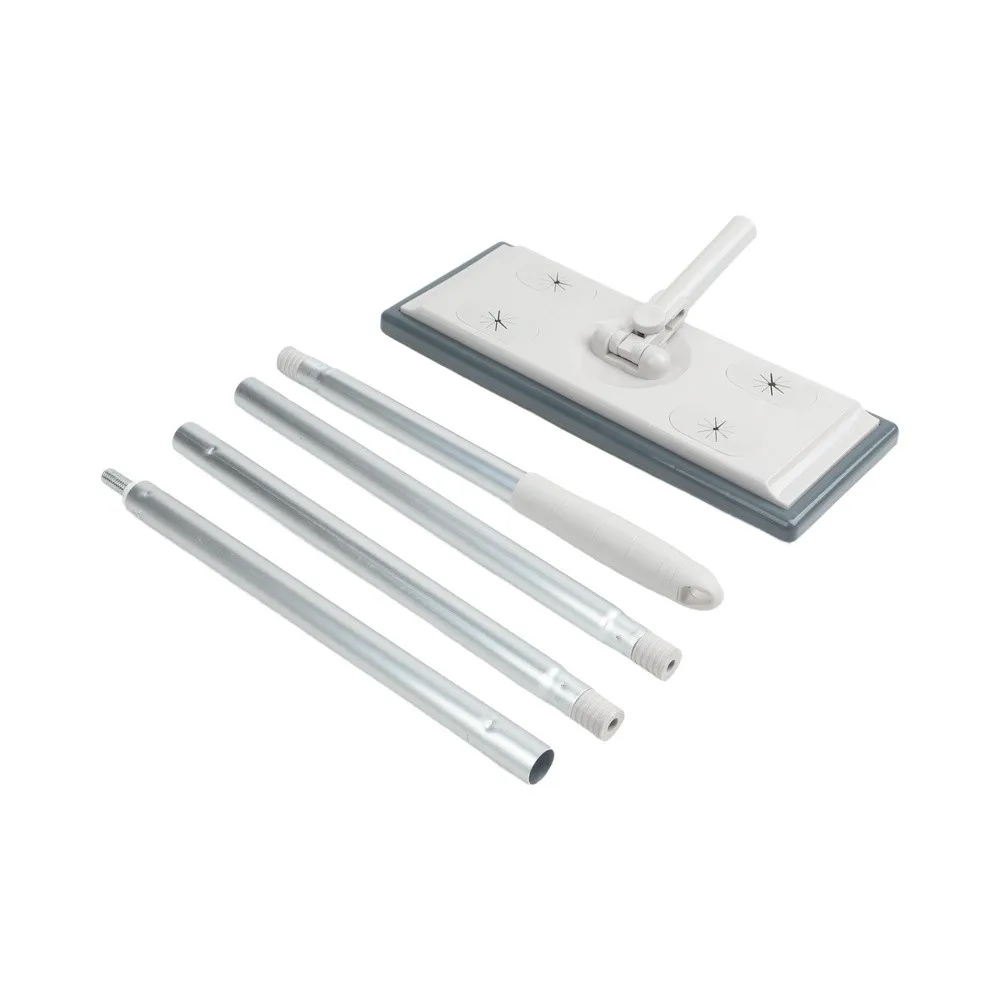Lightweight Aluminum Telescopic Mop with Superfine Fiber Cloth 3 Section Design Clip On Dust Pad for Effortless Floor Cleaning