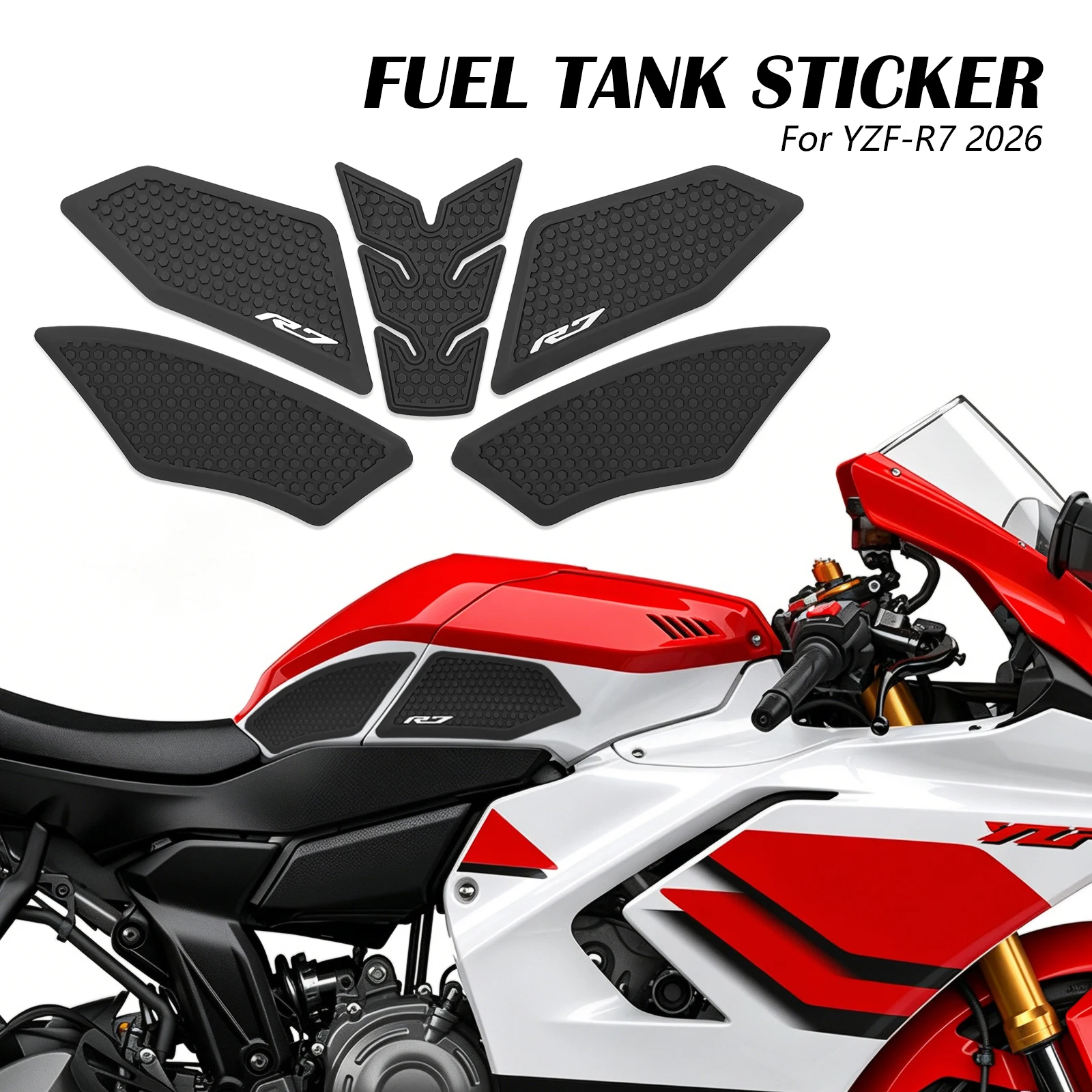 

Motorcycle Non-slip Side Fuel Tank Stickers Waterproof Pad Rubber Sticker For Yamaha YZF-R7 2026 YZFR7 2026 YZF R7 2026