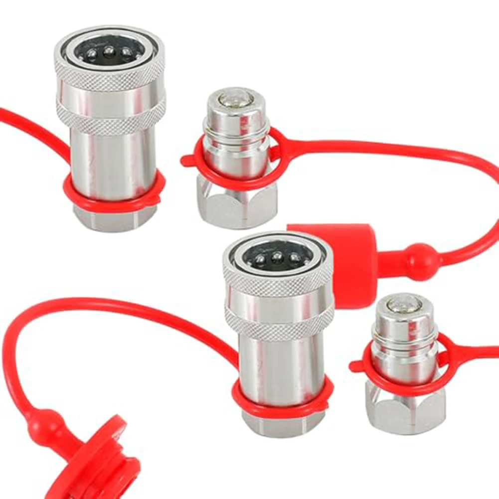 

2Sets ISO5675 Hydraulic Quick-connect Tractor Hydraulic Couplings With Dust Cap Couplers 1/2" 1/4" 3/8" 3/4" 1" NPT Tool Parts