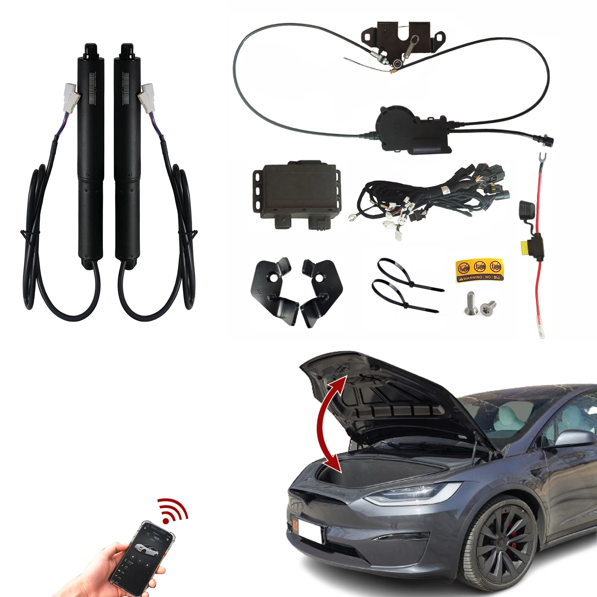 Power Frunk Kit Compatible with Tesla Model X 2021-2024 Electric Front Trunk Opener and Closer Automatic Frunk Conversion Upgrad