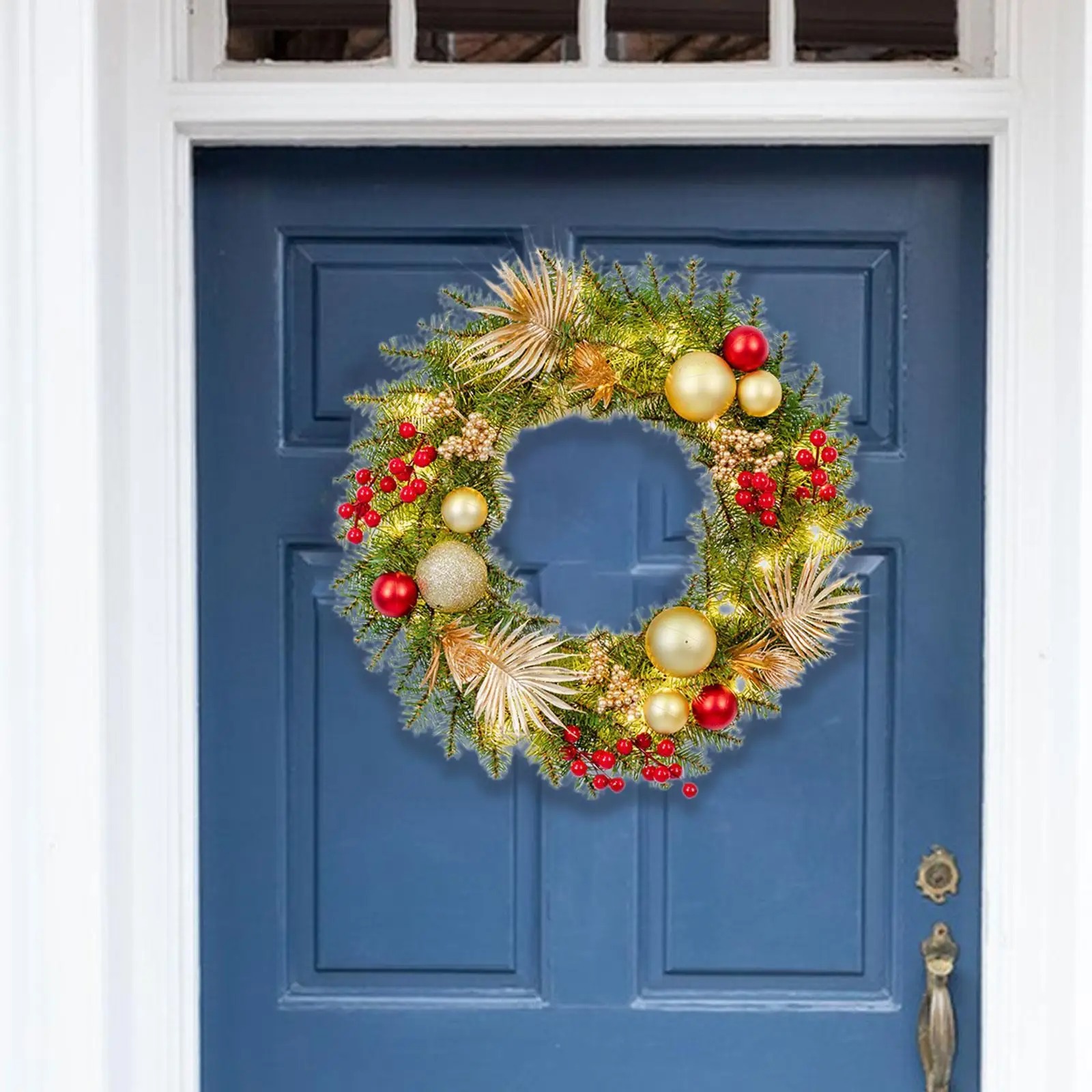 

Christmas Wreath 23.6in Front Door Wreath for Indoor Outdoor Festival Porch