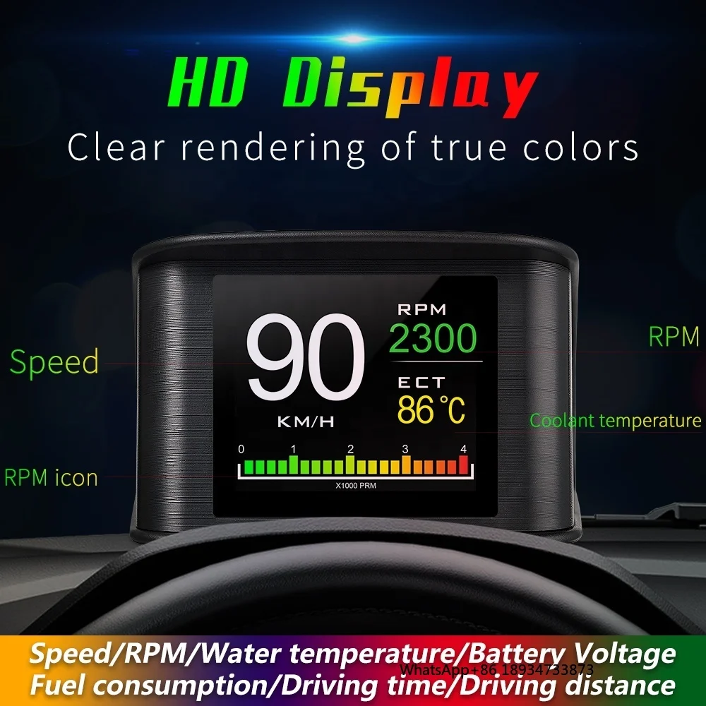 Diagnostic Tool P10 HUD Tpms Display Car Mileage Driving Computer Display Car OBD2 Smart Gauge Digital Device with Muti-Function