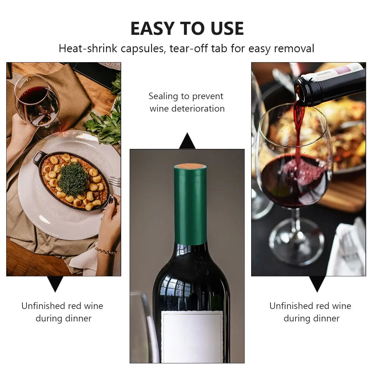 

100pcs Green Bottle Film Heat Shrink Capsules Plastic DIY Supplies For Winery Restaurant Home Use
