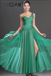 New Gorgeous One Shoulder High Slit Chiffon Evening Dress Women's Formal Dresses