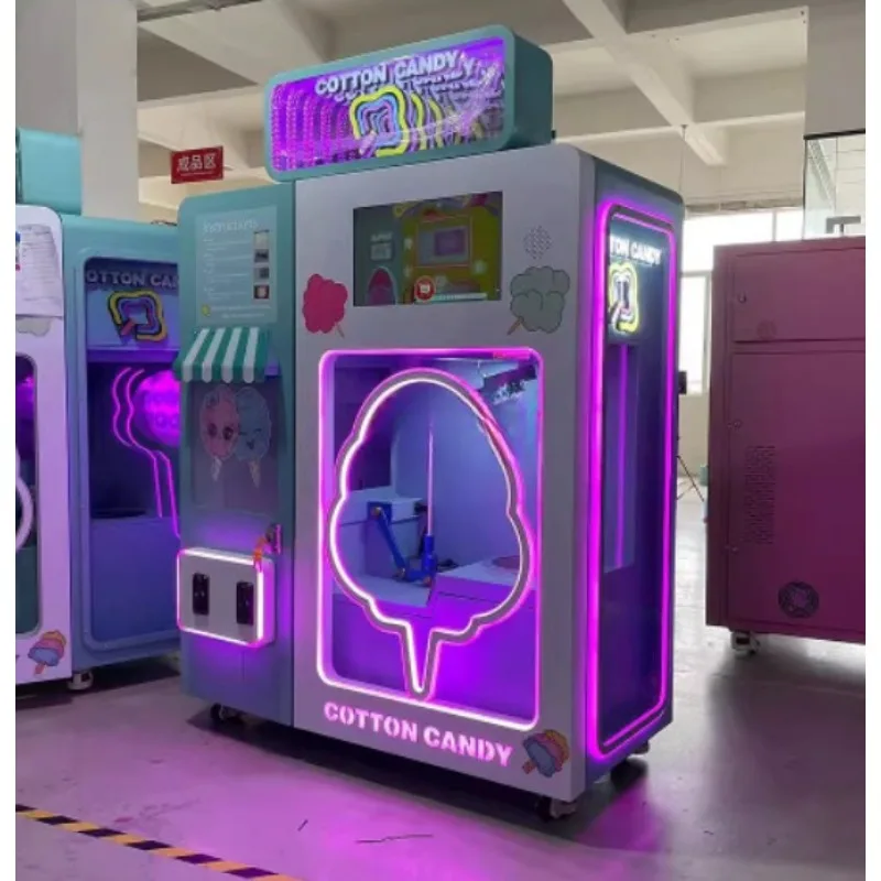 Factory Direct 2026 FOB Multi Style Cotton Candy Vending Machine Commercial Automatic Payment Selection With Coin QR Scanner