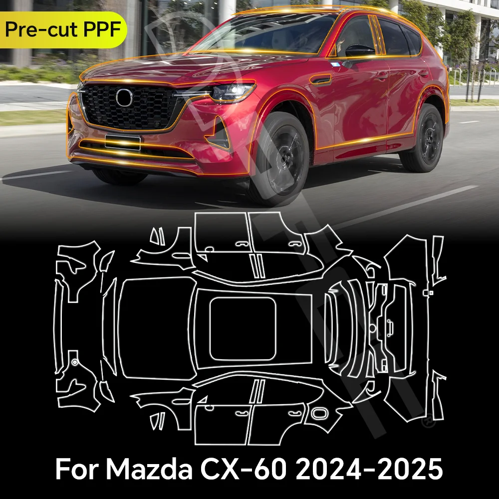 

For Mazda CX60 CX-60 2024 2025 TPU Paint Protection Film Clear Bra Car Body Anti-Scratch Pre-cut PPF Resistant Invisible Cover
