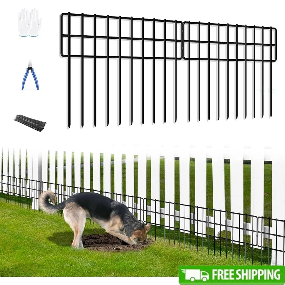 

35ft No Dig Garden Fence Panels 25 Pack Rustproof Metal Wire Animal Barrier Dogs Rabbits Squirrels Easy Install Durable