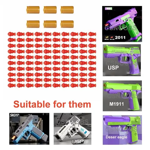 Shell Ejecting Toy Gun Bullets for M1911 SIG17 USP Toy Gun Reusable Accessories Shooting Game Christmas Gifts for Children Adult